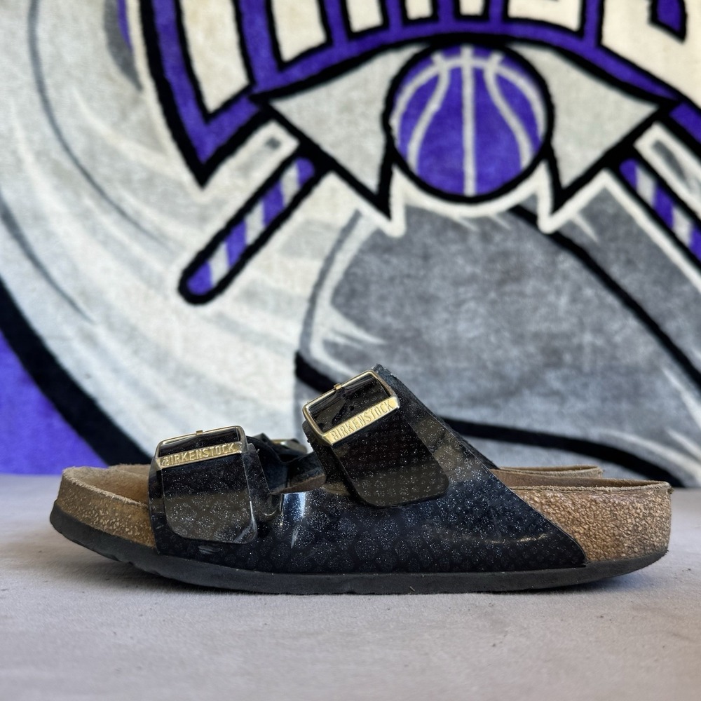 Size 39/W8 - Birkenstock Arizona Sandals Womens Black Metallic Scales
